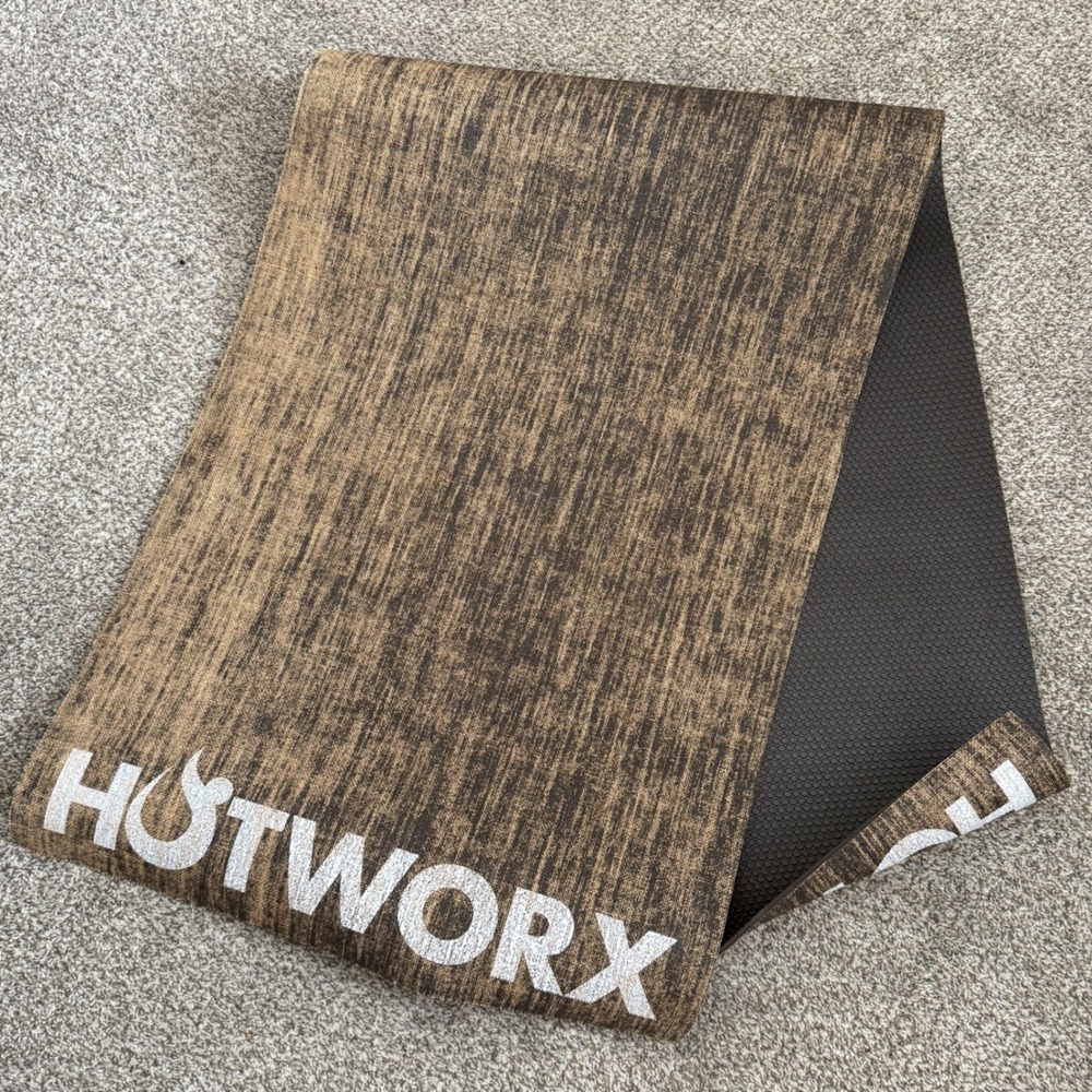 Hotworx Yoga Mat Brown 72" x 24" Hemp Carrying Strap Non-Slip Hot Yoga Fitness